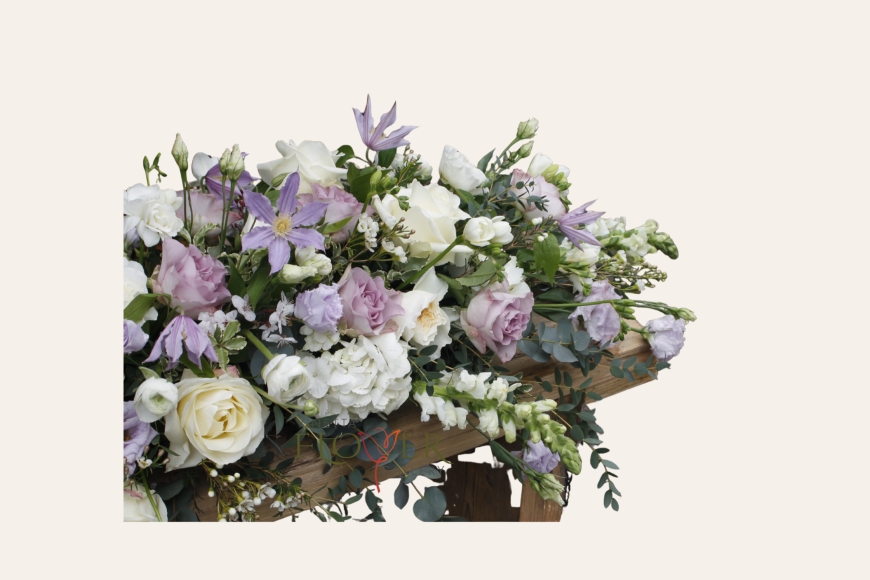 Purple and Cream Coffin Spray