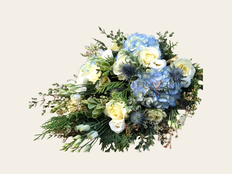 Funeral Spray Blue and White