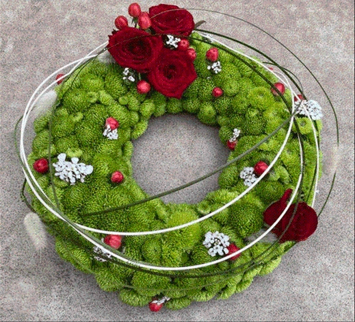 Bespoke Funeral Wreath Red and Green