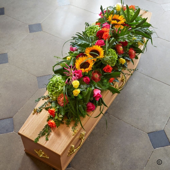 Bright and Exotic Coffin Spray