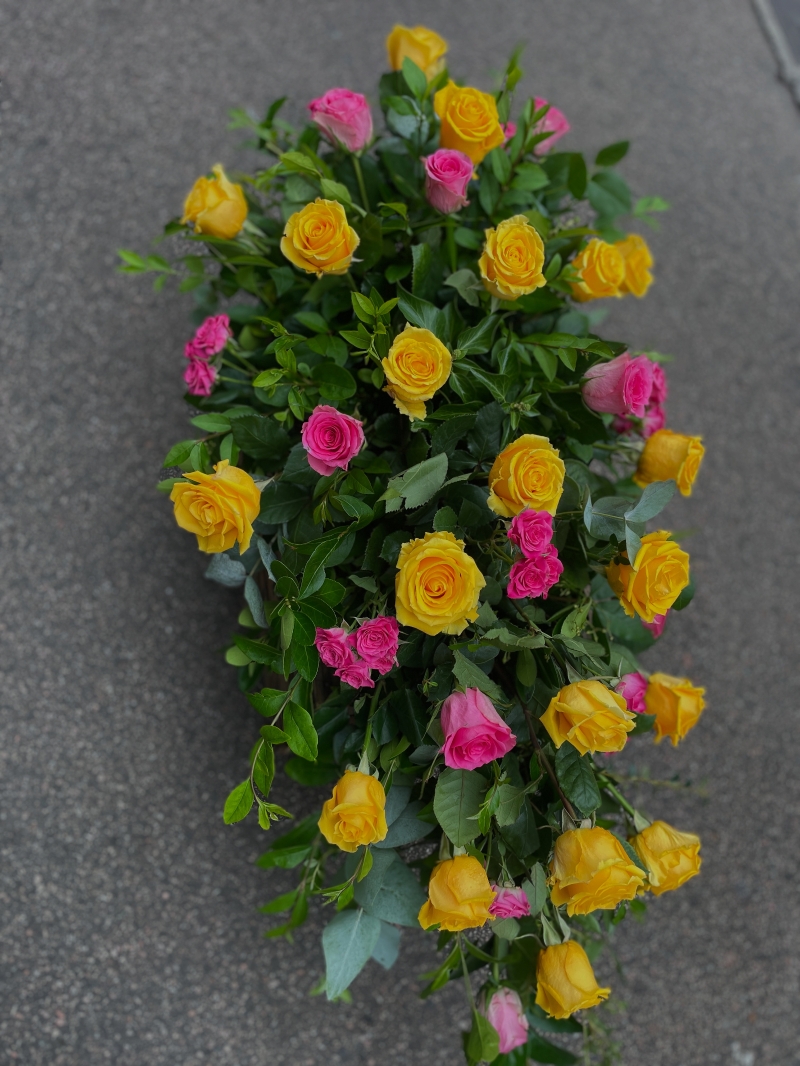 Red Roses Coffin Spray