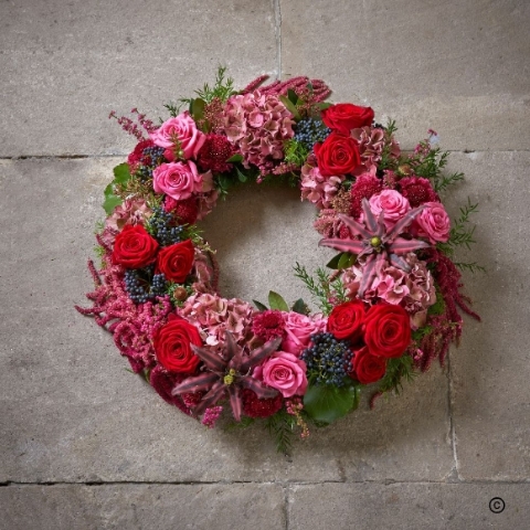 Bright Red and Pink Wreath