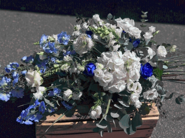Funeral Spray Blue and White
