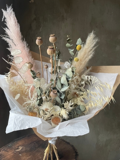 Pampas and Poppy bouquet